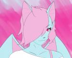 blue_body femboy pink_background simple_background solo terry_bat bat mammal digital_media_(artwork) half-length_portrait hi_res portrait