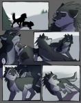 canid canine canis comic countershading digital_media_(artwork) digitigrade domestic_dog dominant dominant_male duo eyes_closed feral feral_on_feral fur grey_body grey_fur jailbird licking male male/male mammal outside plant quadruped shaded tail tongue tongue_out tree wolf