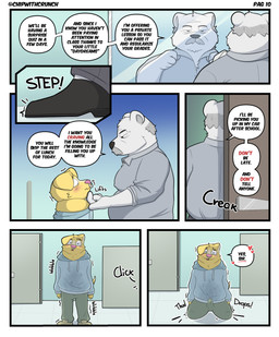 age_difference anthro bathroom belly blush bodily_fluids clothed clothing dialogue dirty_talk dominant dominant_male duo erection erection_under_clothing facial_hair facial_piercing fur genital_fluids genitals imminent_sex male male/male nipple_outline nipples nose_piercing nose_ring older_anthro older_male onomatopoeia overweight overweight_anthro overweight_male pecs penis piercing precum precum_through_clothing ring_piercing size_difference sound_effects speech_bubble student teacher teacher_and_student text tuft wet wet_clothing white_body white_fur yellow_body yellow_fur crunchychip mr_arthur_(crunchychip) zach_(crunchychip) bear canid canine canis domestic_dog mammal polar_bear shiba_inu spitz ursine absurd_res comic english_text hi_res