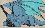 black_body feral horn licking long_horn long_tail plushie tail tongue tongue_out wings yellow_eyes blitzdrachin conditional_dnp dreamworks european_mythology how_to_train_your_dragon mythology narse_(character) toothless dragon mythological_creature mythological_scalie scalie western_dragon