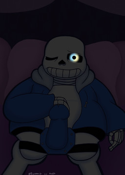 anterior_nasal_aperture bed bedding blanket blue_clothing blue_eyes blue_hoodie blue_topwear bone clothed clothing curtains furniture hand_on_belly hoodie male male_wearing_strapon multicolored_eyes not_furry one_eye_closed pillow skeleton smile solo strapon teeth topwear wearing_strapon yellow_eyes lunarpanda8686 undertale undertale_(series) sans_(undertale) animated_skeleton humanoid undead digital_media_(artwork) hi_res