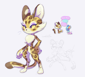 :3 anthro biped brown_body brown_fur chest_tuft claws dialogue digitigrade dipstick_tail eye_contact eyelashes eyeshadow female feral fur group inner_ear_fluff long_claws looking_at_another makeup markings pink_body purple_claws purple_eyes purple_eyeshadow question_mark smile solo solo_focus sparkles sparkling_eyeshadow speech_bubble spots spotted_body spotted_fur standing tail tail_markings talking_to_another tan_body tan_fur teal_body teal_fur text three-quarter_view trio tuft whiskers white_body white_fur yellow_sclera kamabokobun kirby_(series) kirby_and_the_forgotten_land nintendo clawroline elfilin kirby alien chinchilla chinchillid felid leopard mammal pantherine rodent starling_(kirby) waddling_head 2022 digital_drawing_(artwork) digital_media_(artwork) english_text full-length_portrait hi_res multiple_images portrait signature sketch
