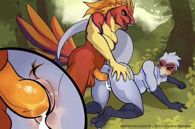anthro anthro_penetrated anus bodily_fluids breasts cum cum_from_vagina cum_in_vagina cum_inside doggystyle duo feathers female female_penetrated forest from_behind_position genital_fluids genitals jungle leaking_cum male male/female male_penetrating male_penetrating_female non-mammal_breasts penetration penile penile_penetration penis penis_in_vagina plant sex tail teeth text tree vaginal vaginal_fluids vaginal_penetration vulva zoom psychobirb avian bird dinosaur feathered_dinosaur feathered_scalie prehistoric_species reptile saurischian scalie theropod 2d_animation animated frame_by_frame url