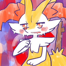 ambiguous_anthro ambiguous_gender anthro biped blush blush_stickers bodily_fluids drooling fanning fanning_self front_view half-closed_eyes melting narrowed_eyes no_pupils object_in_tail saliva simple_background snout solo stick stick_in_tail sweat tail annyui0611 nintendo pokemon braixen canid generation_6_pokemon mammal pokemon_(species) 1:1 2024 digital_drawing_(artwork) digital_media_(artwork) half-length_portrait hi_res japanese_description portrait translated_description