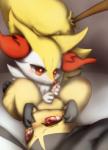 ambiguous_gender anthro bodily_fluids braixen canid canine cum cum_on_face duo erection generation_3_pokemon generation_6_pokemon genital_fluids genitals handjob hi_res looking_at_genitalia looking_at_penis lying male male/ambiguous mammal mawile nintendo nude ohakotome on_back penile penis penis_grab pokemon pokemon_(species) red_eyes sex simple_background smile