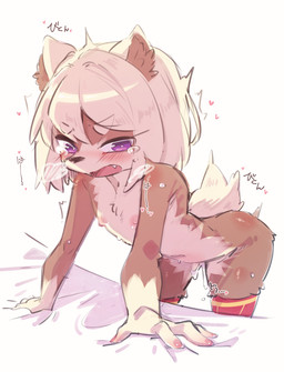 anthro bed_sheet bedding black_nose blush blush_lines bodily_fluids breasts breath brown_body brown_fur brown_inner_ear brown_inner_ear_fluff chest_tuft clothing female fur genital_fluids hair heart_symbol hip_tuft inner_ear_fluff kemono leg_tuft legwear loli looking_at_viewer looking_pleasured mostly_nude multicolored_body multicolored_clothing multicolored_fur multicolored_legwear narrowed_eyes navel nipples panting penetration purple_eyes red_clothing red_legwear simple_background small_breasts solo steam sweat tail tears teeth text tongue tuft two_tone_body two_tone_clothing two_tone_fur two_tone_legwear vaginal_fluids white_background white_body white_ears white_fur white_hair yellow_clothing yellow_legwear young young_anthro young_female youki029 koko_(youki029) canid canine canis domestic_dog mammal spitz 2023 hi_res japanese_text