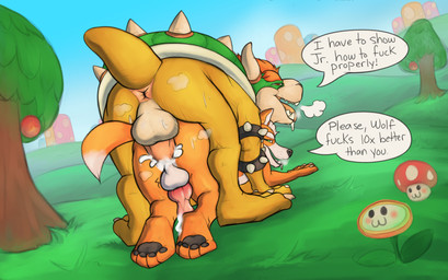 all_fours anal anal_orgasm anal_penetration animal_genitalia animal_penis anthro anthro_on_anthro anthro_penetrated anthro_penetrating anthro_penetrating_anthro anus armband backsack balls bareback bent_over big_balls big_penis bodily_fluids bracelet breath butt canine_genitalia canine_penis claws cum cum_in_ass cum_inside cum_splatter cum_while_penetrated cumshot day dialogue dirty_talk doggystyle drooling duo ejaculation eyebrows flower food from_behind_position fruit fur genital_fluids genitals grass hair hands-free horn humanoid_genitalia humanoid_penis implied_incest interspecies jewelry knot larger_male larger_on_top looking_back looking_pleasured male male/male male_on_bottom male_on_top male_penetrated male_penetrating male_penetrating_male musk narrowed_eyes nipple_outline non-mammal_balls nude on_bottom on_top open_mouth open_smile orgasm outside pawpads penetration penile penile_penetration penis penis_in_ass perineum plant profanity rear_view saliva sex simultaneous_orgasms size_difference smaller_male smaller_penetrated smile spiked_armband spiked_bracelet spikes standing sweat text thrusting tree tuft evergreendrgn mario_bros nintendo star_fox the_super_mario_galaxy_movie bowser fox_mccloud canid canine fox koopa mammal scalie 2026 english_text hi_res father_(lore) indirect_incest_(lore) parent_(lore)