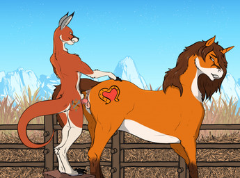 animal_genitalia animal_penis animal_vulva anthro anthro_on_feral anthro_penetrating anthro_penetrating_feral anus balls balls_above_penis bestiality bodily_fluids cutie_mark duo equine_anus equine_genitalia equine_vulva erection female female_feral female_penetrated feral feral_penetrated from_front_position fur genital_fluids genitals height_assist horn larger_anthro larger_female larger_penetrated looking_back male male/female male_anthro male_penetrating male_penetrating_female marsupial_penis nude outdoor_nudity outside outside_sex penetration penile penile_penetration penis penis_in_vagina plant puffy_anus sex size_difference smaller_anthro smaller_male smile standing standing_sex tail vaginal vaginal_penetration vulva zafara_(artist) hasbro my_little_pony mythology equid equine kangaroo macropod mammal marsupial mythological_creature mythological_equine unicorn digital_media_(artwork) hi_res