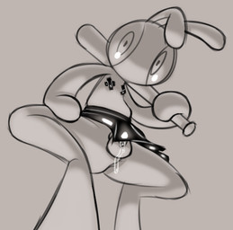 anthro anus balls baseball_bat bat_(object) bodily_fluids bottomwear chastity_cage chastity_device clothed clothing dripping first_person_view genital_fluids genitals latex latex_bottomwear latex_clothing latex_skirt leaking_precum male pasties perspective perspective_shot precum precum_drip simple_background skirt solo step_pose stepping_on_viewer upskirt hhbrother manny_(hhbrother) arthropod insect mantis monochrome sketch