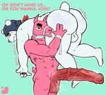abs animal_genitalia animal_penis anthro arm_wraps armor army_helmet backsack balls bedroom_eyes biceps big_balls big_butt big_muscles big_penis blue_background bodily_fluids bubble_butt butt butt_jiggle butt_slap carrying_another dialogue duo equine_genitalia equine_penis eyebrows face_wraps fireman's_carry frown fur genitals headgear heart_symbol helmet huge_balls huge_butt huge_penis inviting jiggling kerchief long_penis looking_at_viewer male male/male medial_ring mismatched_animal_genitalia mismatched_animal_penis mismatched_genitalia mismatched_penis motion_lines muscular muscular_anthro muscular_male musk musk_clouds musky_penis narrowed_eyes navel neckerchief neckwear nude on_shoulder overweight overweight_anthro overweight_male penis pinata seductive simple_background slap smile standing sweat talking_to_viewer teeth text thick_penis thick_thighs tuft urethra vein veiny_penis wool_(fur) wraps tito_triplex epic_games fortnite lt._john_llama polar_patroller animate_inanimate bear camelid living_pinata llama mammal polar_bear ursine 2025 english_text hi_res signature