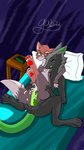 anthro bodily_fluids cum cum_in_pussy cum_inside cum_on_penis duo female genital_fluids genitals green_eyes green_penis male male/female penis pussy sex tail gabu_art canid canine fox mammal sergal 9:16 absurd_res hi_res