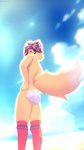 anthro beach butt exhibitionism light male solo sunlight text young young_male tekashikidoari canid canine fox mammal darius_(disambiguation) 9:16 absurd_res character_name digital_drawing_(artwork) digital_media_(artwork) hi_res species_name