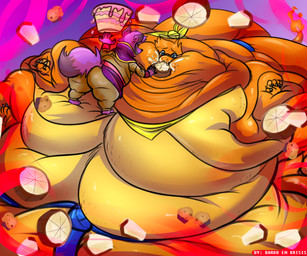 anthro belly_overhang belly_rolls feeding feedism force_feeding forced fox_tail male morbidly_obese neck_rolls obese overweight overweight_anthro overweight_male weight_gain bardo_en_krisis nintendo pokemon canid canine charmander fox generation_1_pokemon mammal pokemon_(species) scalie 6:5 absurd_res hi_res