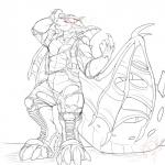 anthro big_tail boots claws clothes_bursting clothing digitigrade footwear growth horn male membrane_(anatomy) membranous_wings shoes simple_background solo tail thick_tail transformation wings kaitofletcher mythology demon dragon mythological_creature mythological_scalie scalie 1:1 hi_res