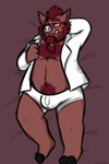 anthro belly blush bulge clothed clothing dakimakura eyewear glasses humanoid_hands lying male navel open_clothing open_shirt open_topwear overweight overweight_male shirt solo topwear underwear orbitpaws password_(visual_novel) oswin_(password) mammal suid suine sus_(pig) wild_boar 2021 2:3 absurd_res dakimakura_design hi_res