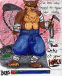 boss_fight colour_pencil marker melee_weapon weapon burgundy_wolf burgundy_wolf_(character) canid canine canis mammal wolf absurd_res hi_res traditional_media_(artwork) nonbinary_(lore)