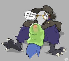 anthro feet genitals male penis plague_doctor slime_sex solo sodacaps oren_(iceburrb) avian bird corvid goo_creature oscine passerine absurd_res hi_res