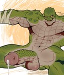 balls bodily_fluids cum erection genital_fluids genitals glans male muscular muscular_male nude penis scales solo vein veiny_penis captain_smutty batman_(series) dc_comics killer_croc crocodilian monster reptile scalie absurd_res hi_res