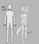 absurd_res animal_humanoid canid canid_humanoid canine canine_humanoid chart digital_drawing_(artwork) digital_media_(artwork) female fox_humanoid foxtrot_(glacierclear) glacierclear greyscale height_chart hi_res humanoid mammal mammal_humanoid monochrome vanilla_(glacierclear)