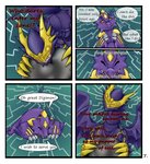 absurd_res bandai_namco begging comic dialogue digimon digimon_(species) english_text hi_res lucemon male monodramon p.v.su solo text vee_stitch