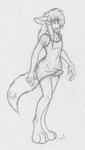 anthro clothed clothing crossdressing digitigrade femboy genitals lingerie male penis penis_poking_out sleepwear solo year cherri_(artist) canid canine fox mammal 2012 character_request sketch