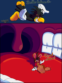 2_toes 3_toes 4_fingers anthro big_feet big_tongue cartoon_gloves duo feet fingers inside_mouth male male/male mawplay pawpads paws red_tongue soft_vore soles tail toes tongue toony uvula vore marquis2007 roderick_(tamerkoh) zak_(marquis2007) avian bird corvid corvus_(genus) crow lagomorph leporid mammal oscine passerine rabbit absurd_res alpha_channel hi_res