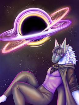 anthro biped black_hole cape clothed clothing fully_clothed looking_at_viewer male necktie neon nightsky planet pointy_ears side_view solo space star suit_jacket thigh_pants topwear vest alvasir_(artist) hybrid digital_media_(artwork) hi_res portrait three-quarter_portrait