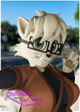 anthro big_breasts breasts day eyewear female glasses outside public selfie solo wearing_glasses subway_footlong enticia_(modeler) katelyn_malone domestic_cat felid feline felis mammal 3d_(artwork) absurd_res digital_media_(artwork) hi_res