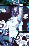 ambiguous_gender anthro areola between_breasts biped black_body black_nose blue_areola blue_eyes blue_markings blue_nipples bow_(weapon) breasts dialogue dipstick_ears duo ear_markings empty_eyes exclamation_point face_between_breasts female female/ambiguous female_anthro fingers floppy_ears fur fur_markings hair holding_bow_(weapon) holding_object holding_ranged_weapon holding_weapon hollow_eyes lop_ears markings mask mask_only multicolored_ears nipples nude nude_anthro nude_female ranged_weapon speech_bubble standing vulva weapon wearing_mask white_body white_fur white_hair quangdoann league_of_legends riot_games tencent kindred_(lol) lamb_(lol) wolf_(lol) bovid canid canine canis caprine mammal sheep wolf 2025 absurd_res comic digital_drawing_(artwork) digital_media_(artwork) hi_res