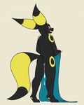 anthro blush bodily_fluids butt cum cum_drip dark_body dripping genital_fluids looking_at_viewer male nervous nude nude_anthro nude_male rear_view simple_background solo vipy nintendo pokemon brreo eeveelution generation_2_pokemon pokemon_(species) umbreon absurd_res hi_res