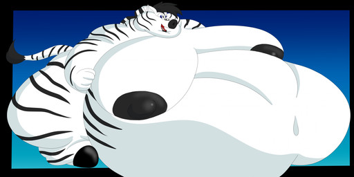anthro belly big_belly black_hooves black_nipples black_nose black_tail_tuft blue_eyes deep_navel fur hooves huge_belly hyper hyper_belly immobile male mane moobs morbidly_obese morbidly_obese_anthro morbidly_obese_male multicolored_body multicolored_fur multicolored_mane navel nipples obese obese_anthro obese_male open_mouth overweight overweight_anthro overweight_male pink_tongue solo stripes tail tail_tuft tongue tuft white_body white_fur bigwolf_(artist) equid equine mammal zebra hi_res shaded
