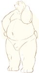 anthro balls belly flaccid genitals kemono male moobs navel overweight overweight_anthro overweight_male penis simple_background small_penis solo white_background armadirou bear mammal 2020 hi_res