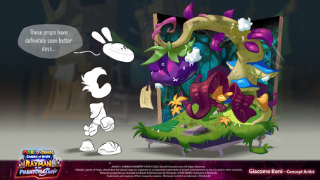 4_fingers big_nose clothed clothed_humanoid clothed_male clothing copyright_symbol dialogue duo fingers fist floating_ears floating_hands floating_head floating_torso flying footwear grass hair hoodie larger_humanoid larger_male light machine male male_humanoid plant rock screencap screencap_background shoes size_difference smaller_male speech_bubble stage_props standing symbol text title topwear white_body white_clothing white_footwear white_hair white_hoodie white_shoes white_topwear giacomo_boni mario_bros mario_plus_rabbids_kingdom_battle mario_plus_rabbids_sparks_of_hope nintendo raving_rabbids rayman_(series) ubisoft beep-0 rayman humanoid raypeople_(rayman) robot 16:9 2023 4k absurd_res adobe_photoshop_(artwork) artist_name colored crossover digital_drawing_(artwork) digital_media_(artwork) english_description english_text hi_res lighting official_art procreate_(artwork) shaded widescreen