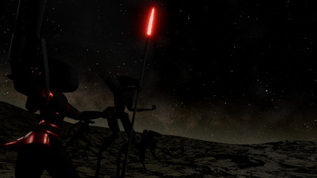 anthro armor cosmic_background dark exoskeleton exosuit female pulse_rifle staff star weapon the_architect_of_order the_founder avali 3d_(artwork) absurd_res digital_media_(artwork) hi_res
