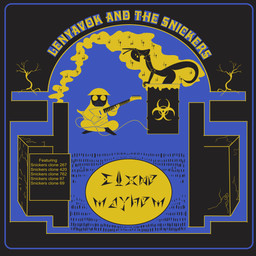 anthro blue_background duo electric_guitar female gas_mask guitar hazard_symbol hazmat_suit male mask musical_instrument plucked_string_instrument radiation radiation_symbol simple_background string_instrument symbol text yellow_background bleating_dip 67_(meme) king_gizzard_and_the_lizard_wizard snickers_(lenyavok) lizard reptile scalie 1:1 absurd_res album_cover cover english_text hi_res