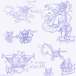 2_horns 4_fingers ambiguous_anthro ambiguous_gender anthro attack belt boots checkered checkered_background cheek_tuft claws closed_frown clothed clothed_anthro clothed_female clothing coat curse dialogue directional_arrow duo exclamation_point eyelashes eyes_closed facial_tuft fangs female female_anthro finger_claws fingers fluffy fluffy_tail footwear frown furniture furrowed_eyebrows horn kerchief long_tail looking_at_viewer magic_user male motion_lines mouth_closed neckerchief neckwear onomatopoeia pattern_background pounce profanity purple_eyelashes purple_eyes purple_line_art shoes short_horn simple_background small_horn sound_effects standing standing_on_table table tail talking_to_viewer teeth text topwear tuft yelling yelling_at_viewer gaypastabake pasta_(gaypastabake) domestic_cat felid feline felis mammal 1:1 2025 artist_name colored_line_art english_description english_text guide_lines hi_res multiple_images sketch_page
