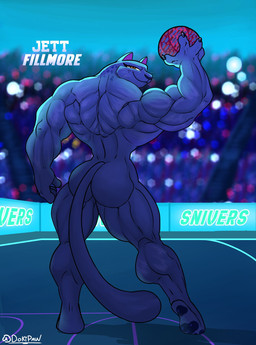 anthro back_muscles ball basketball_(ball) basketball_court biceps big_butt big_muscles butt calf_muscles deltoids eyelashes feet female fur half-closed_eyes holding_ball holding_object looking_at_viewer looking_back melanistic muscular muscular_anthro muscular_female narrowed_eyes nude pawpads rear_view roarball_(ball) smile solo standing tail text thick_thighs trapezius triceps dokipaw goat_(movie) sony_corporation sony_pictures jett_fillmore felid leopard mammal pantherine digital_media_(artwork) hi_res