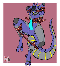 anthro balls bdsm biped blue_penis blush blush_lines bondage bound christmas_decorations digitigrade erection genitals holidays humanoid_genitalia humanoid_penis looking_at_viewer lying_on_ground machine male male_anthro nude nude_anthro nude_male on_ground penile penis pose purple_balls purple_body purple_eyes purple_skin solo tail text three-quarter_view tongue wrapped wrapped_arms wrapped_up yellow_tongue sjey_arts christmas echo_(echoissynth) robot robot_anthro synth_(vader-san) artist_name digital_drawing_(artwork) digital_media_(artwork) english_text flat_colors full-length_portrait hi_res portrait