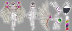 4_wings aura extra_phalanges faceless_character female hair halo long_fingers machine mechanical_wings multi_eye multi_wing red_eyes solo white_aura white_hair wings onikkussu saorsa noelstiael aeserian humanoid robot robot_humanoid absurd_res hi_res model_sheet