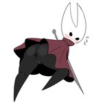 anus arthropod blush bodily_fluids cloak cloak_only clothing darky female genitals hi_res hollow_knight hornet_(hollow_knight) insect pussy simple_background solo sweat sweatdrop team_cherry white_background