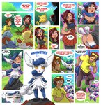 2019 beard blue_eyes blush bodily_fluids braixen breasts brown_hair butt chess_(chesshire) chesshire clothing comic dialogue english_text facial_hair female floating forced forced_transformation freckles generation_1_pokemon generation_6_pokemon genitals group growth hair half-closed_eyes hi_res human human_to_anthro hypno_(pokemon) jaki-kun_(character) male mammal meowstic mind_control multi_tail narrowed_eyes nintendo nipples nude open_mouth outside plant pokeball pokemon pokemon_(species) pokemon_speak pussy red_eyes shirt shrinking size_transformation species_transformation spiral_eyes standard_pokeball standing stick sweat sweatdrop tail tail_growth text tongue tongue_out topwear transformation tree wartortle yellow_sclera
