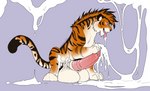 balls big_balls bodily_fluids crouching cum excessive_cum excessive_genital_fluids feral genital_fluids genitals hyper hyper_cum hyper_genitalia male solo tongue tongue_out inkybeaker kato_(tiger) felid mammal pantherine tiger absurd_res hi_res