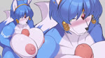 accessory anthro areola big_breasts big_penis blue_body blue_fur blue_hair blue_tail blush bodily_fluids bouncing_breasts breast_play breasts countershading cum cum_on_breasts cumshot disembodied_penis duo ear_piercing ejaculation erection female female_on_human fur genital_fluids genitals gold_(metal) gold_jewelry green_eyes hair headband heart_symbol huge_breasts human_on_anthro humanoid_genitalia humanoid_penis interspecies jewelry kissing kissing_penis_tip male male/female male_on_anthro markings nipples nude offscreen_character offscreen_human offscreen_male orgasm penis penis_kissing piercing sex simple_background tail tattoo titfuck tribal tribal_jewelry tribal_markings tribal_tattoo white_background white_tail cervina7_(artist) shirokoma nintendo star_fox krystal_(star_fox) canid canine fox human mammal 16:9 2021 2d_animation animated digital_media_(artwork) huge_filesize long_playtime motion_tweening no_sound webm widescreen