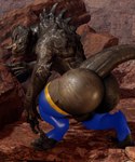 anthro backsack balls big_balls big_butt brand bubble_butt butt clothing genitals horn legwear male outside solo tail thigh_highs yellow_eyes willie_piv fallout microsoft enclaw_(willie_piv) deathclaw scalie 3d_(artwork) 5:6 digital_media_(artwork) hi_res