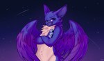 anthro beak blue_body blue_fur crossed_arms feathered_wings feathers fur male purple_body purple_fur smile solo star wings jinxit mythology avian gryphon mythological_avian mythological_creature absurd_res digital_media_(artwork) hi_res