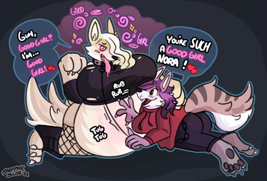 anthro belly belly_inflation blush breast_expansion breasts duo expansion female female/female good_girl hypnosis inflation leash leash_pull mind_control petting sapphicslob mythology canid canine canis mammal mythological_canine mythological_creature werecanid werecanine werecreature werewolf wolf absurd_res hi_res