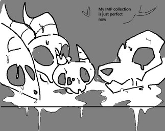 after_vore anthro bodily_fluids bone cum death female genital_fluids group male skull vore eviltqf hellaverse helluva_boss mythology blitzo_(helluva_boss) loona_(helluva_boss) millie_(helluva_boss) moxxie_(helluva_boss) octavia_(helluva_boss) canid canid_demon canine demon hellhound imp mammal mythological_canine mythological_creature owl_demon monochrome