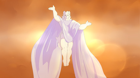 anthro clothing cloud floating fur male sky solo white_body white_clothing white_fur demmy_demz dem_(demmy_demz) absurd_res hi_res