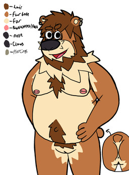 andromorph anthro anus armpit_hair barbell_piercing beard belly body_hair brown_body brown_fur butt chest_hair ear_piercing eyewear facial_hair fur genitals glasses happy_trail intersex looking_at_viewer male navel neck_tuft nipple_piercing nipples overweight overweight_male piercing pubes smile smiling_at_viewer solo tail tuft vulva bear_king bear mammal hi_res model_sheet nonbinary_(lore)