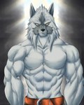 abs anthro belt biceps biped black_nose bottomwear clothed clothing fangs fur grey_face hair male muscular muscular_anthro muscular_male pecs solo teeth topless topless_anthro topless_male white_body white_fur white_hair yellow_body yellow_eyes yellow_fur chibikoma sega shining_(sega) shining_force zylo_(shining) canid canine canis mammal wolf 2022 absurd_res digital_drawing_(artwork) digital_media_(artwork) half-length_portrait hi_res portrait